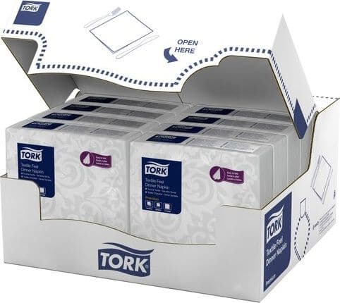 Tork Tork - Bankettservietter med tekstileffekt, ekstra myke, 1-lags, premium - Hvit