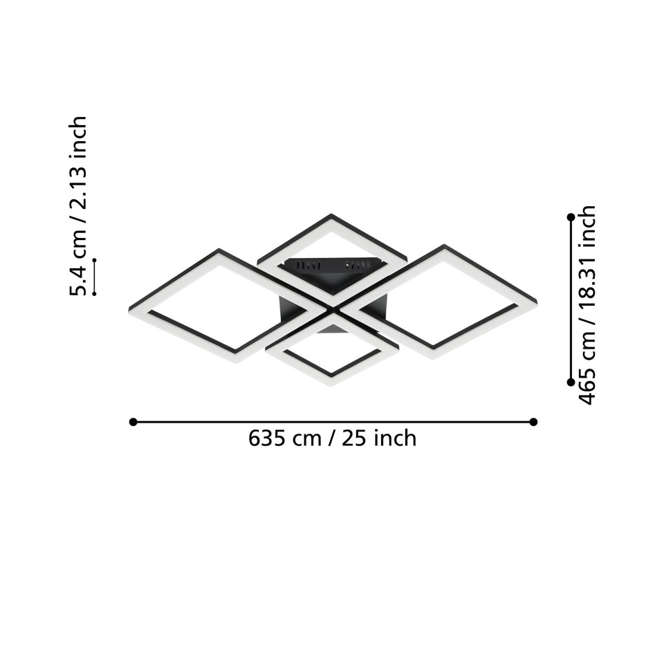 EGLO - Paranday-Z loftlampe m/firkanter sort 47x43 - TW - Zigbee, Bluetooth