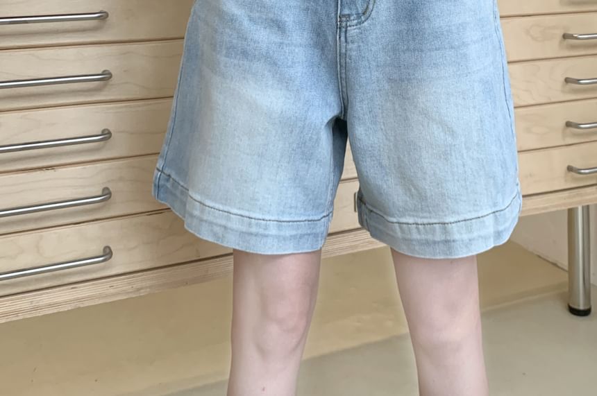 ANORA - Mid Rise Washed Denim Shorts