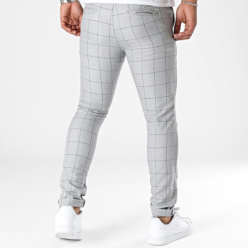 Pantalon A Carreaux Gris