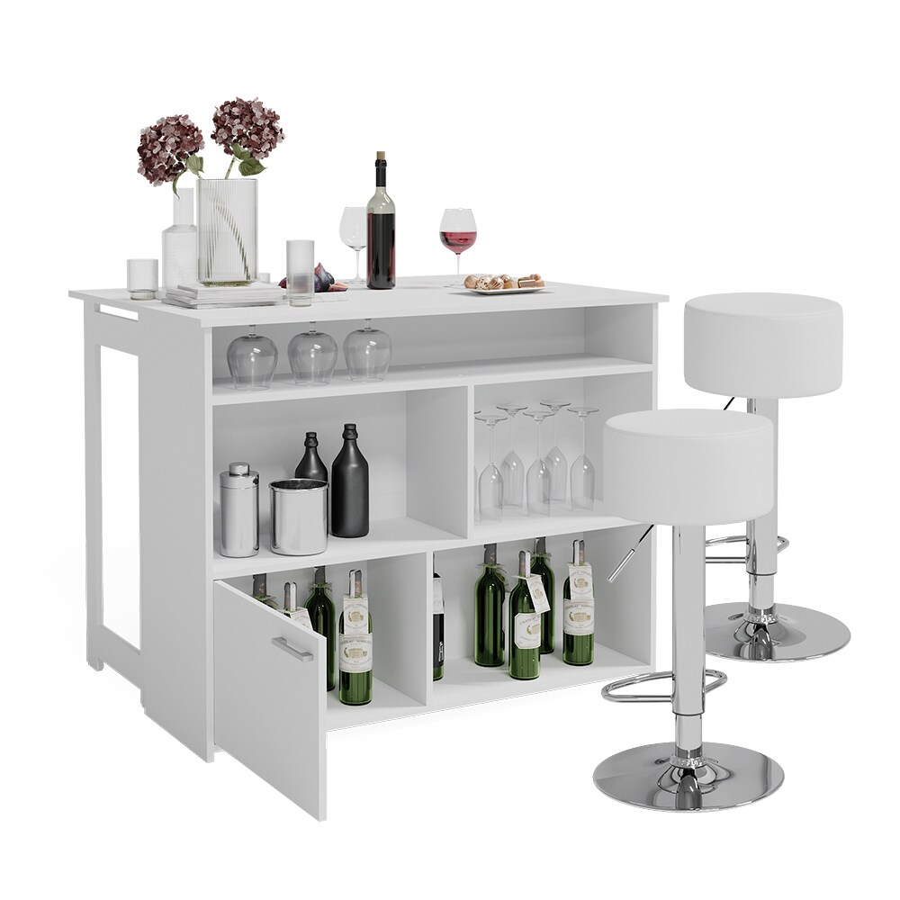 Vicco Bartisch Dominic Weiß 116 x 37 cm Barhocker Esszimmer Küche offene Fächer Tür
