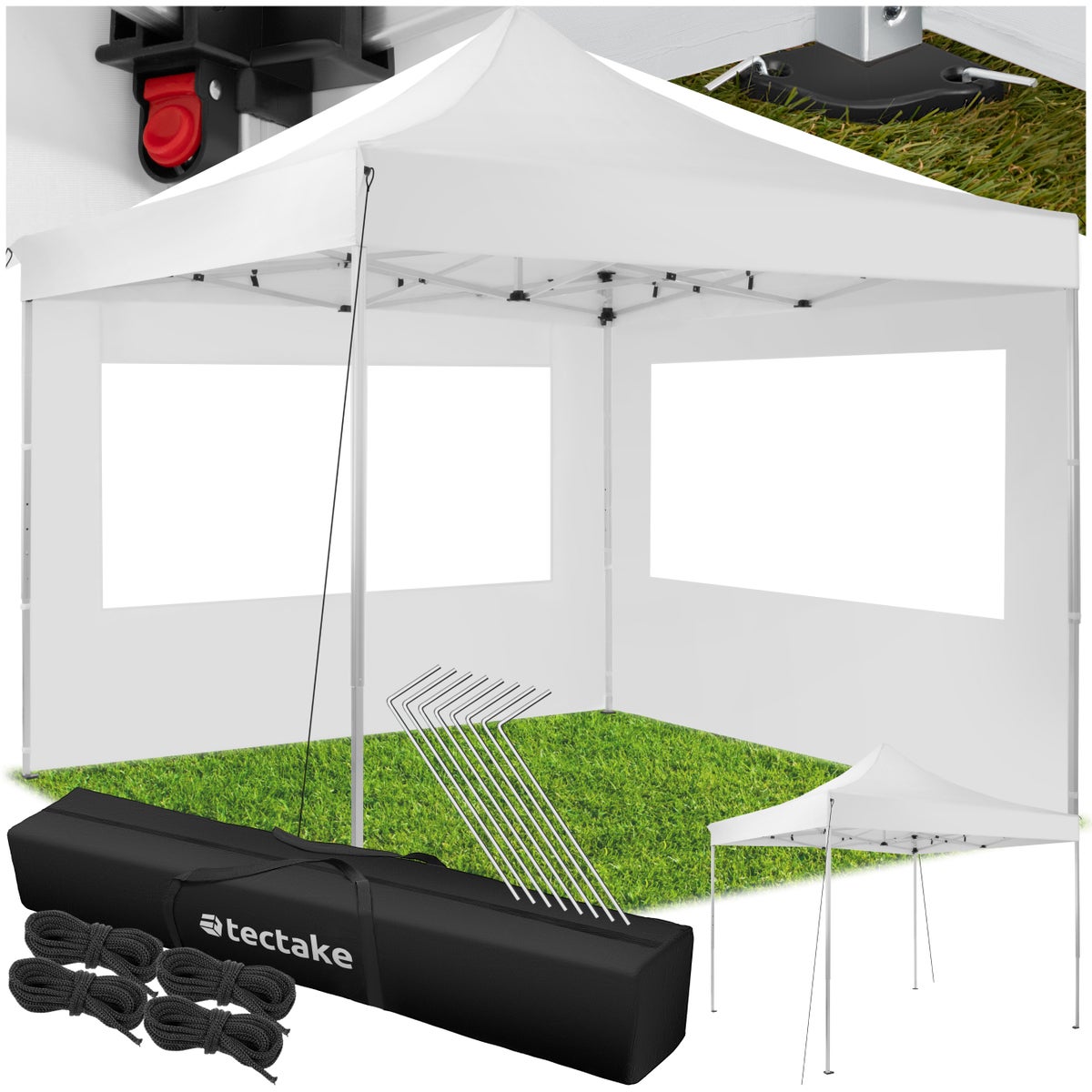 tectake Olivia paviljoen, 3 x 3 m, met aluminium frame inclusief scheerlijnen, haringen en draagtas