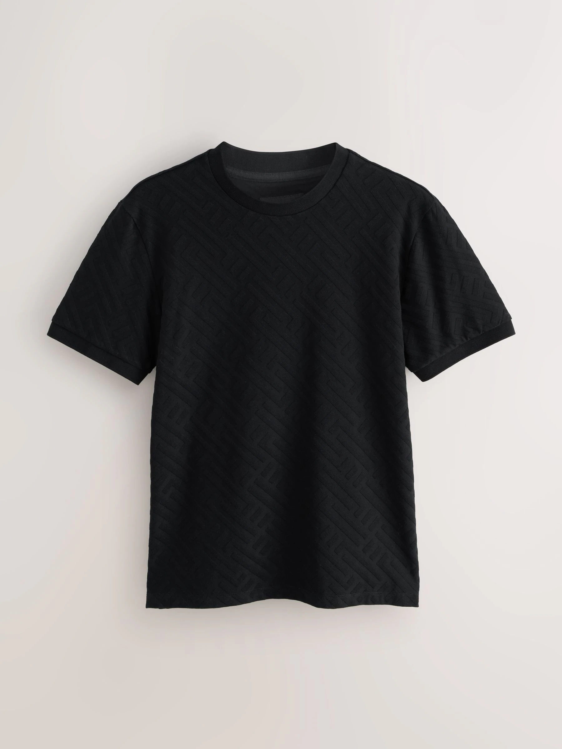 Zwart - Modieus T-shirt met textuur