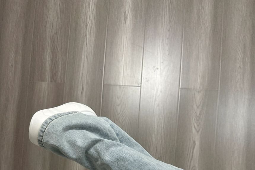 Carotaine - High Rise Washed Panel Flared Jeans