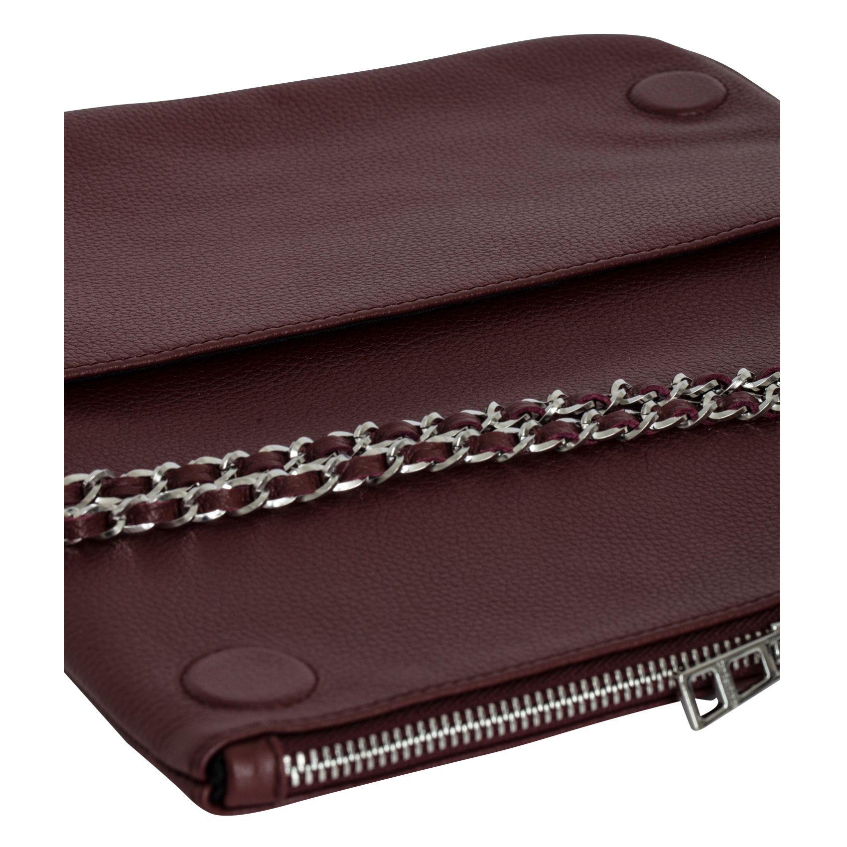 ROCK - Pochette en cuir chaînes en métal | Rouge