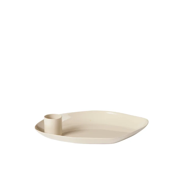 Broste Copenhagen - Mie Kerzentablett, 15 x 11 x 3 cm, rainy day grey