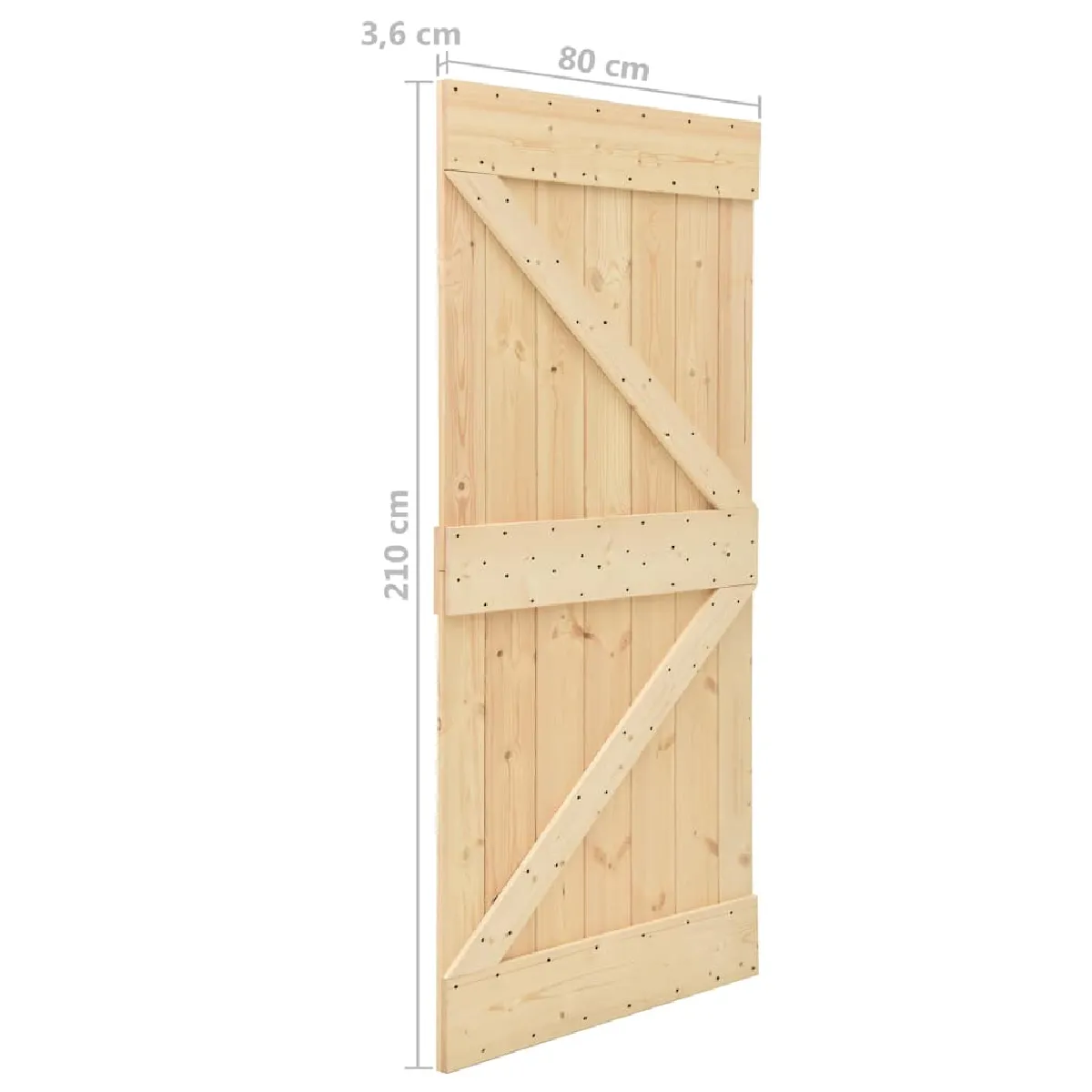 vidaXL Porte coulissante avec kit de quincaillerie - 80x210 cm - Pin massif