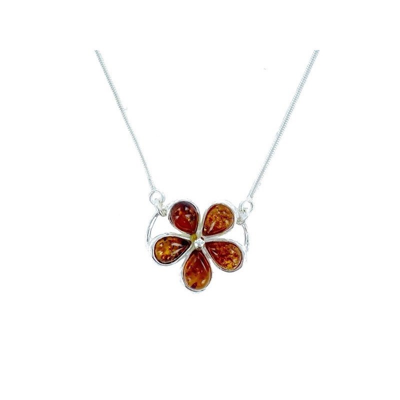 Collier argent 925 Ambre veritable de la mer Baltique