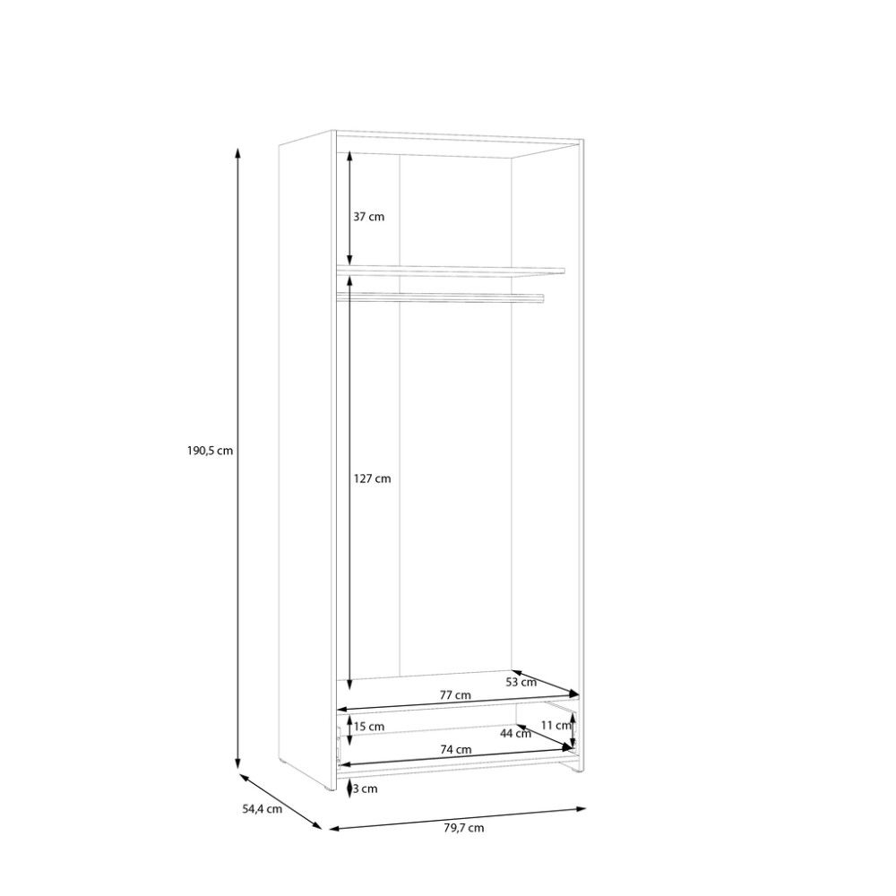 GARDEROBE SKUFFE HVIT 80CM SET