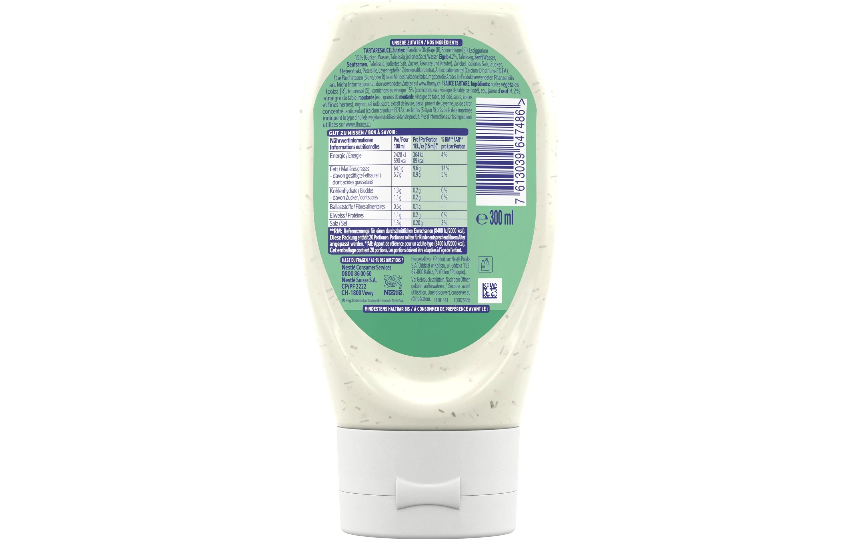 Tartare Sauce 300 mlWürzige Saucenspezialität aus Sonnenblumenöl und Essiggurken