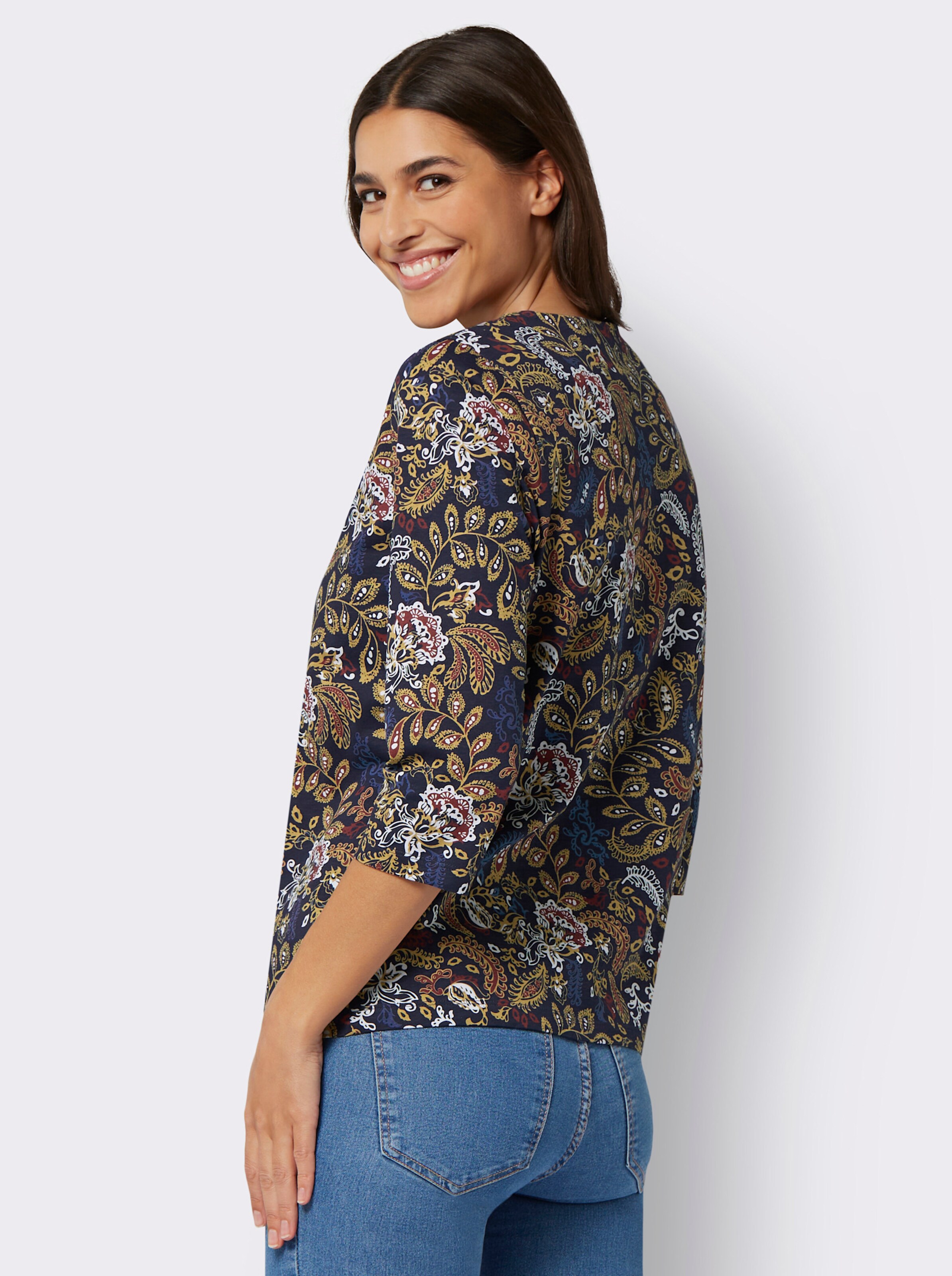 Rundhalsshirt mit Paisley-Muster