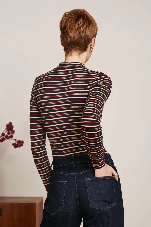 King Louie Pimm stripe turtle top in cabernet rood