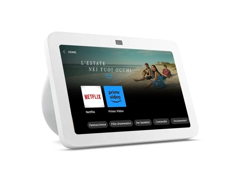 Amazon B0BLS3JJV8, Amazon Alexa, Rektandel, Hvid, Tysk, Engelsk, Spansk, Fransk, Italiensk, Android, Fire OS, iOS, 20,3 cm (8