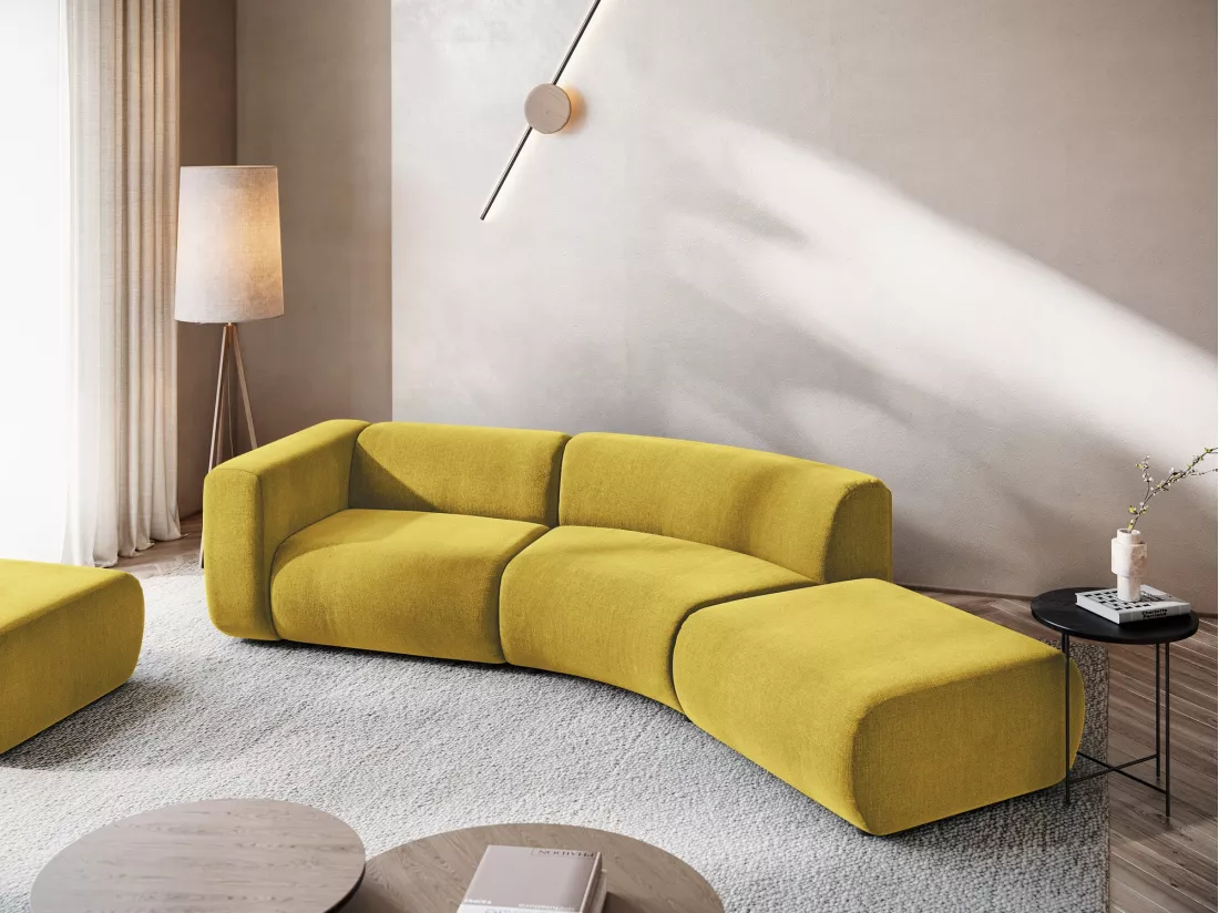 Canapé modulable 4 places droit en tissu chenille - moutarde - EKAHI