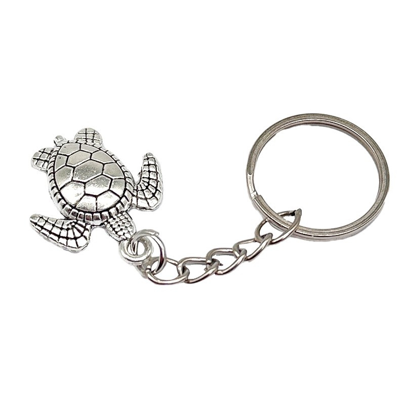 Metall Schildkröten Schlüsselanhänger Turtle Handtaschen Accessoire mit Spaltring - Silber