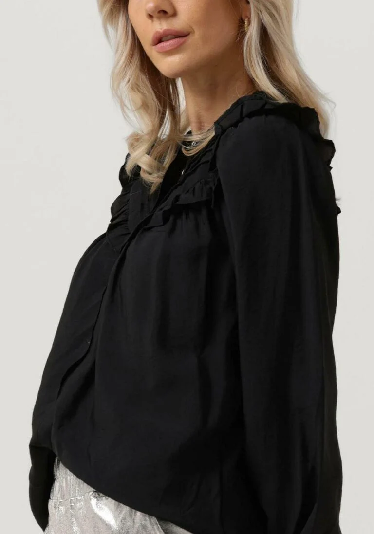 CO\\'COUTURE zwarte co'couture blouse callum frill shoulder shirt