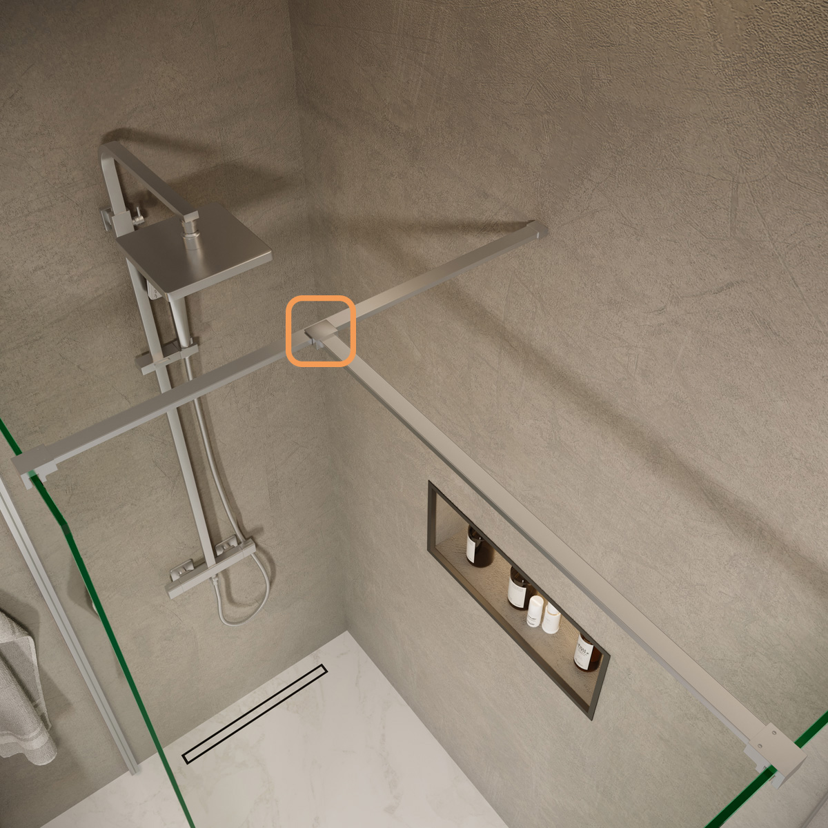 Saniclear Redro glas plafond bevestiging chroom