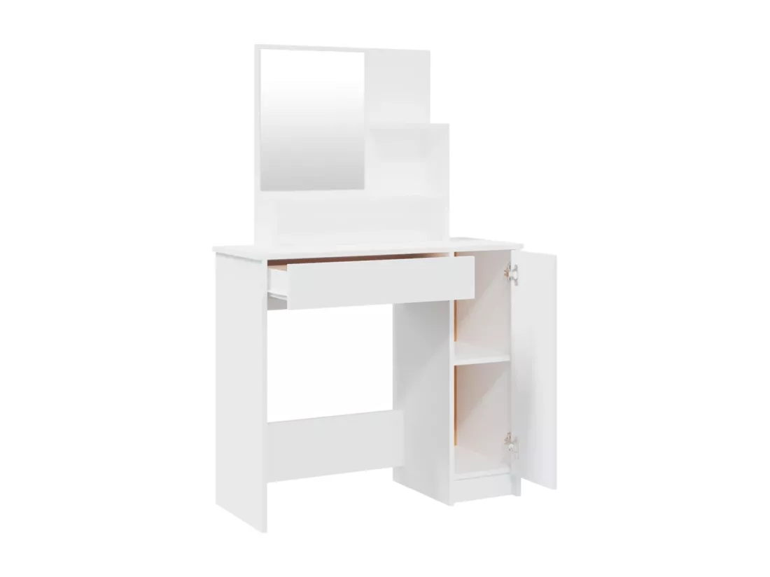 Coiffeuse avec miroir blanc 86,5x35x136 cm