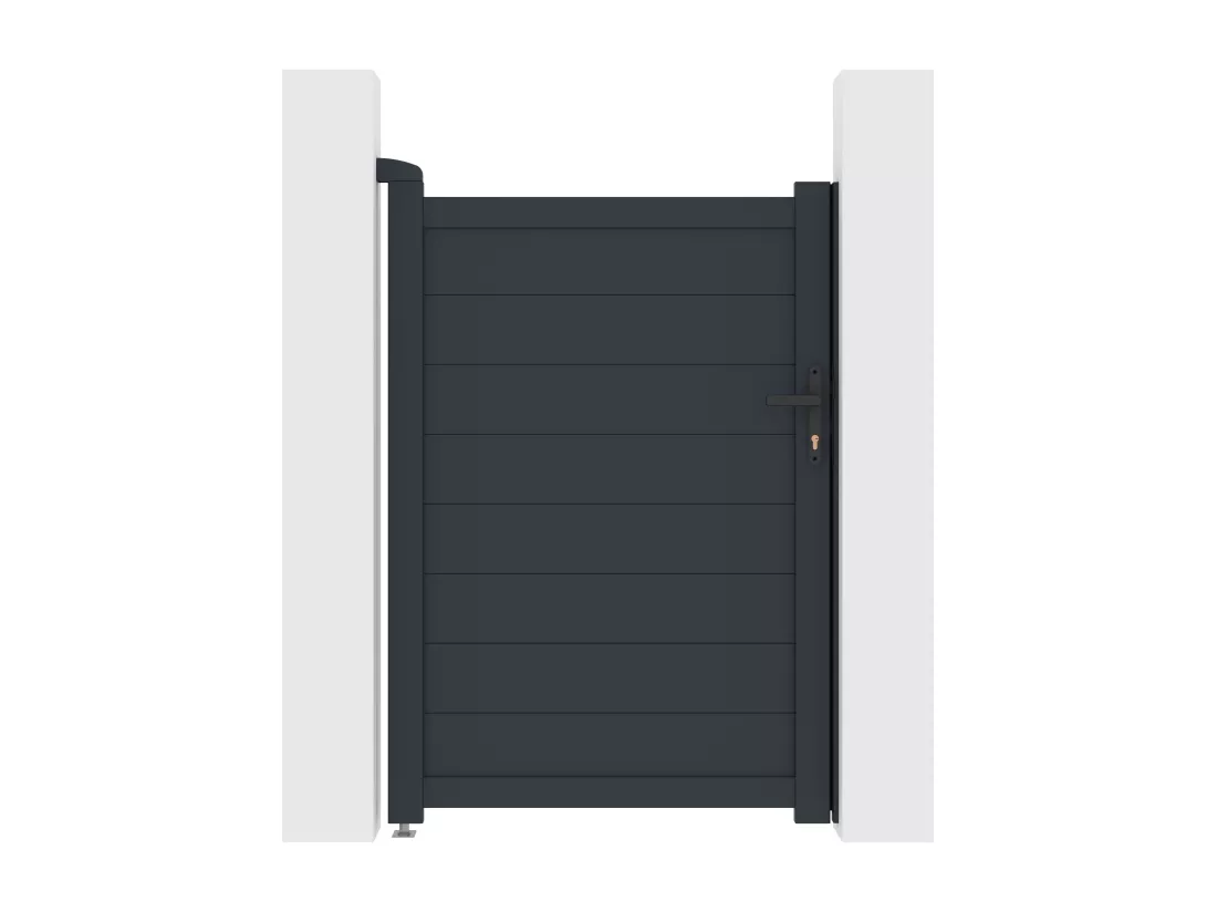 Portillon battant aluminium plein L103 x H150 cm anthracite - NAZARIO