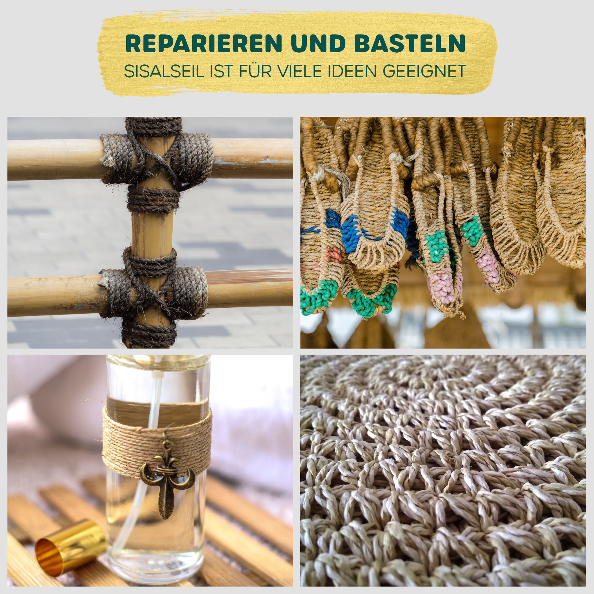 HAPPYPET Sisalseil für Kratzbaum - Universal DIY Sisalschnur Hanfseil Meterware, Zubehör Ersatzteile Kratzbäume Kratzseil, Krallenpflege für Katzen, Gratis Spielmaus | NATUR Ø 6 mm, 20 Meter