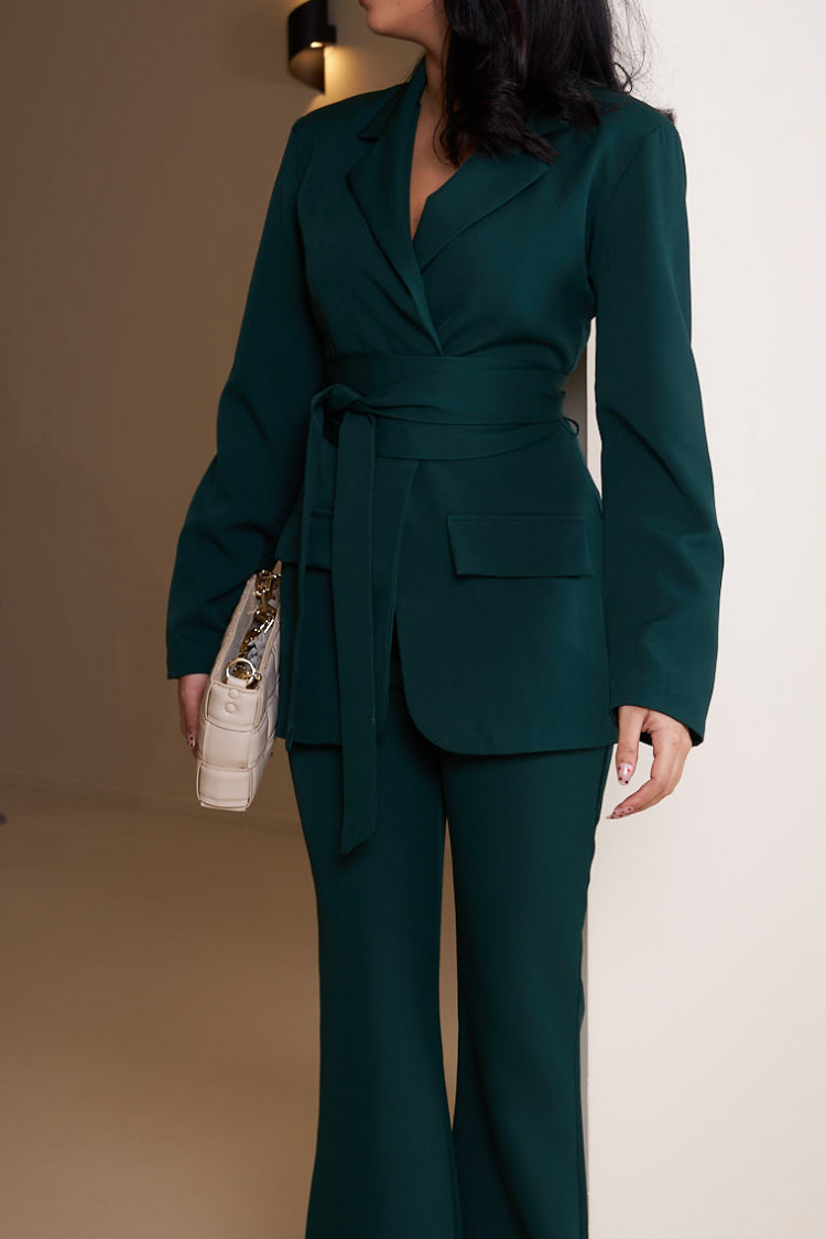 Ensemble 2 pièces blazer + pantalon tailleur vert foncé