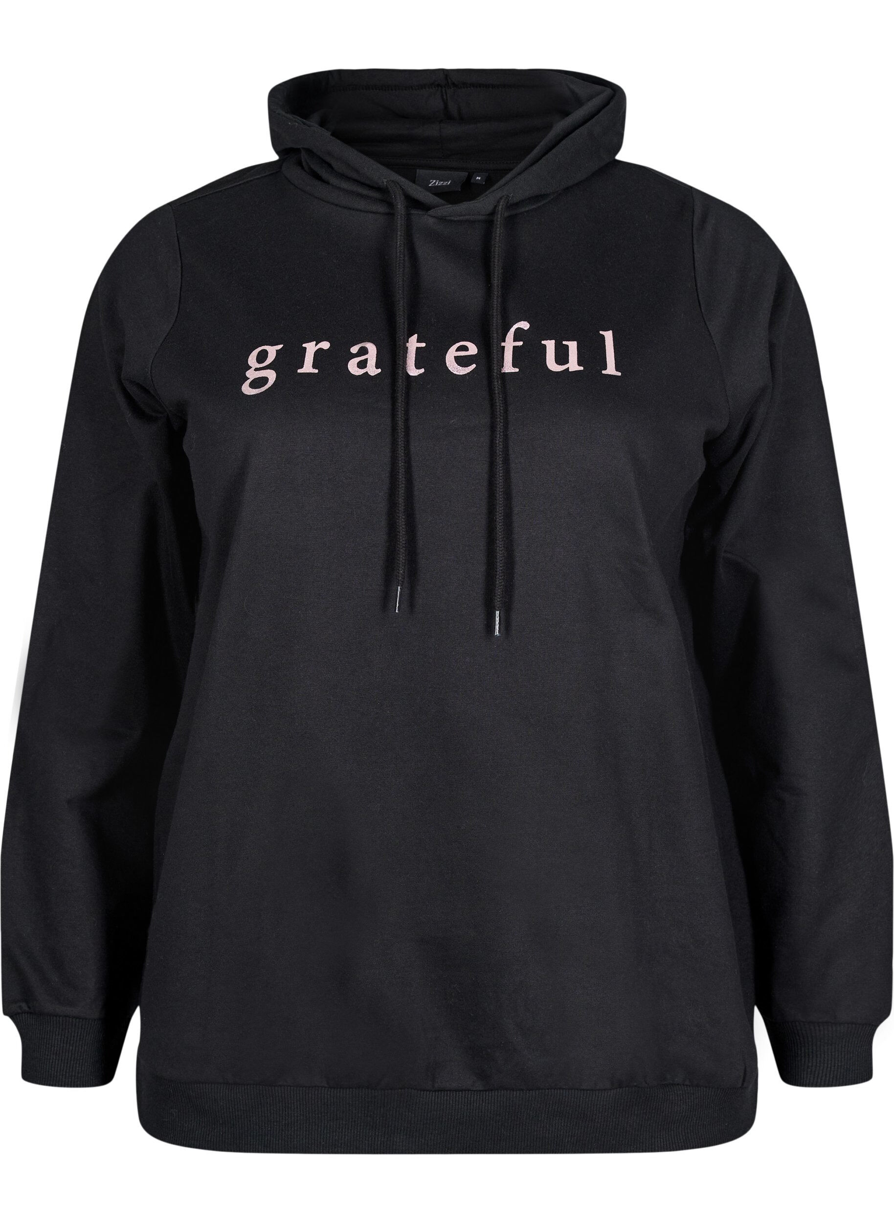 Sweatshirt med hætte og print