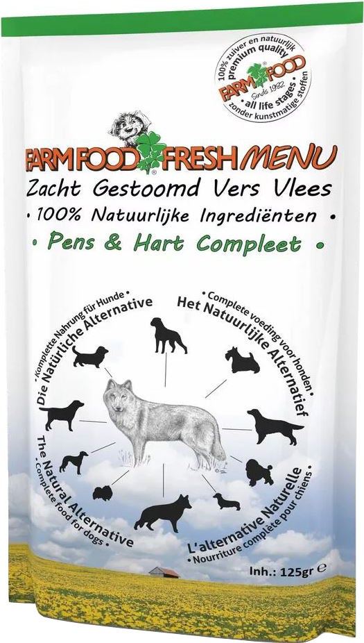 Fresh Menu hondenvoer Fresh Menu gestoomd pens & hart 125 g