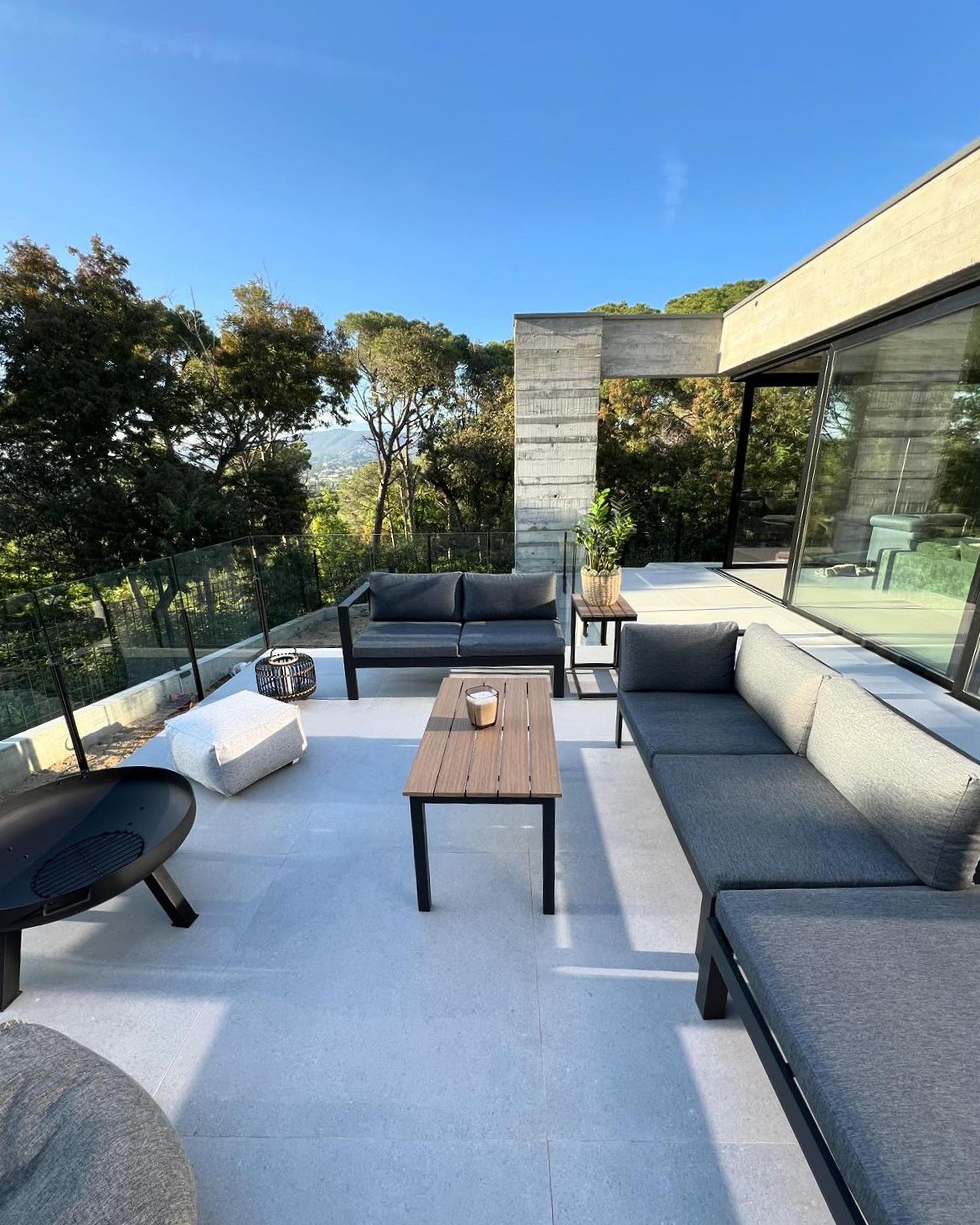 Tuin hoekloungeset met tafel 5-zits MESSINA linkszijdig Metaal Zwart