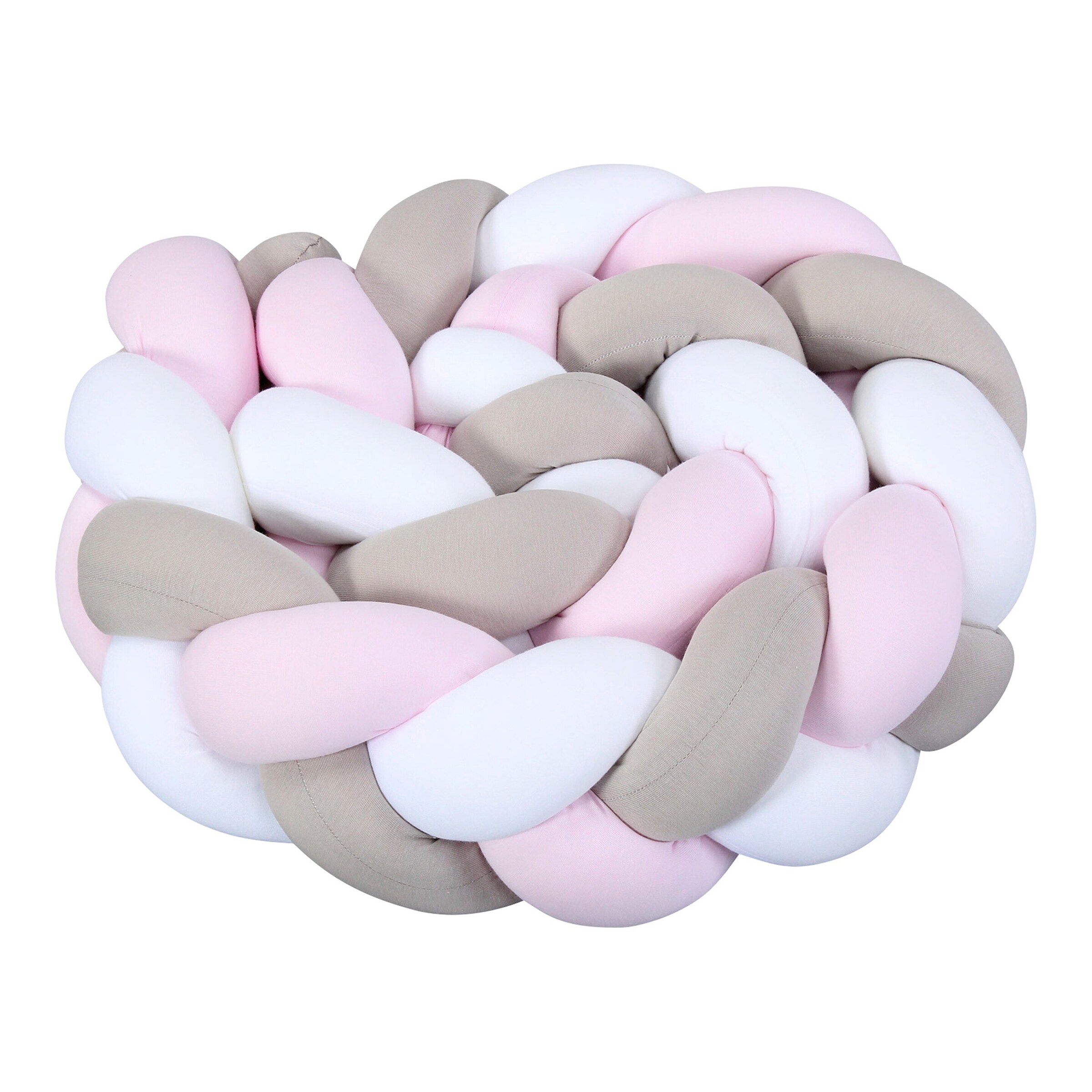 babybay® Nestchenschlange Jersey geflochten 200 cm weiß / beige / rosé