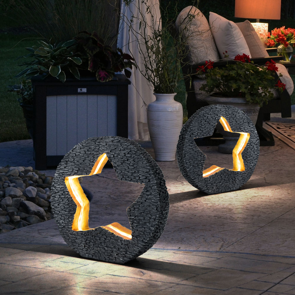 LED Solarleuchte, Stein-Stern Design, Gold,H 29,5 cm