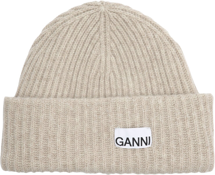 Ganni Structured Rib Beanie Brazilian sand