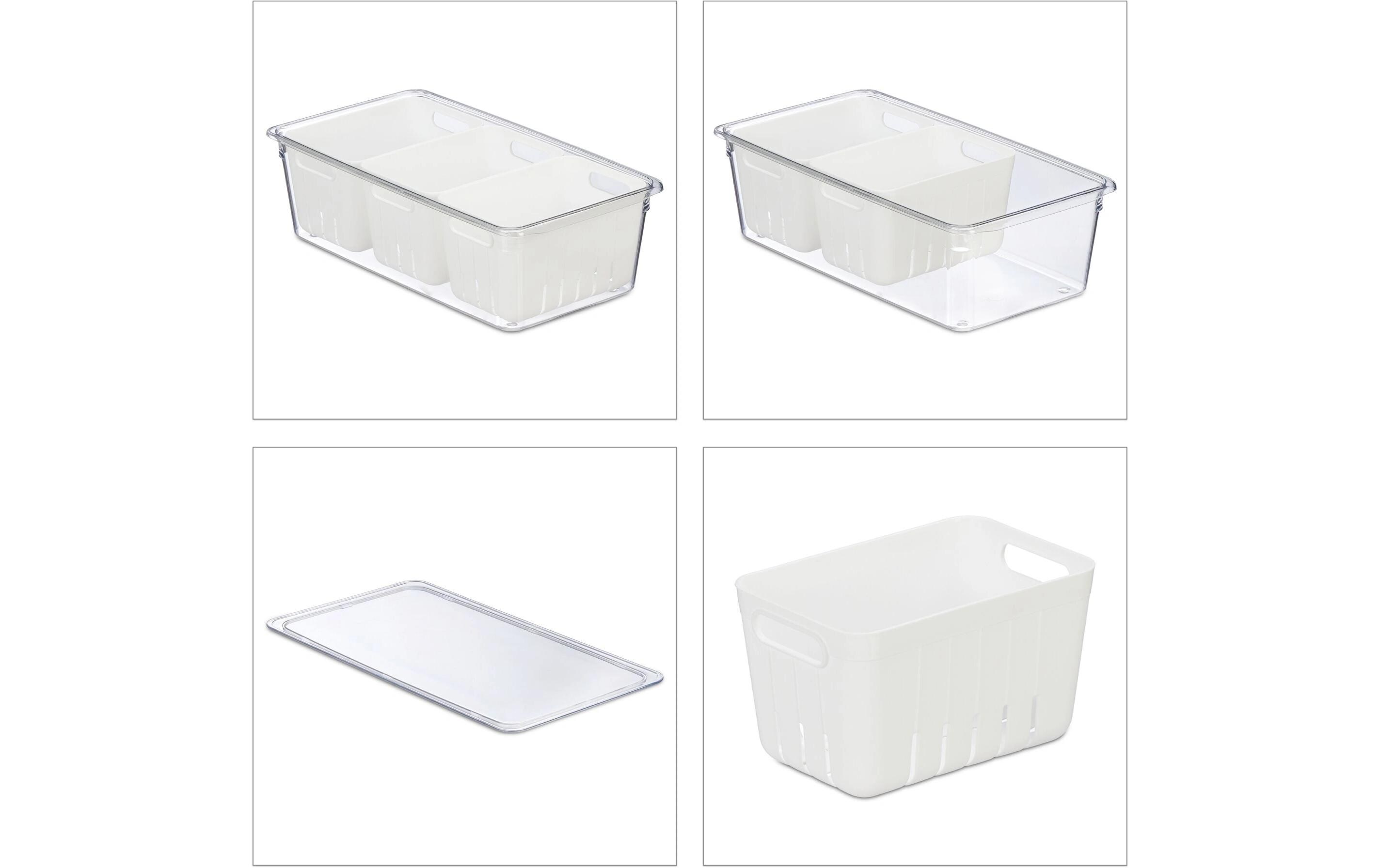 Kühlschrankorganizer 600 g, 3 Stück, Transparent/WeissStapelbare Obstfrischhaltebox im 3er Set