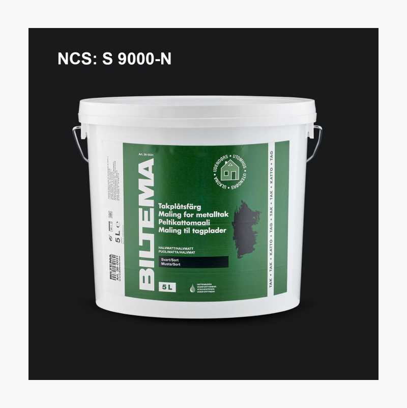 Maling for metalltak, sort, 5 liter