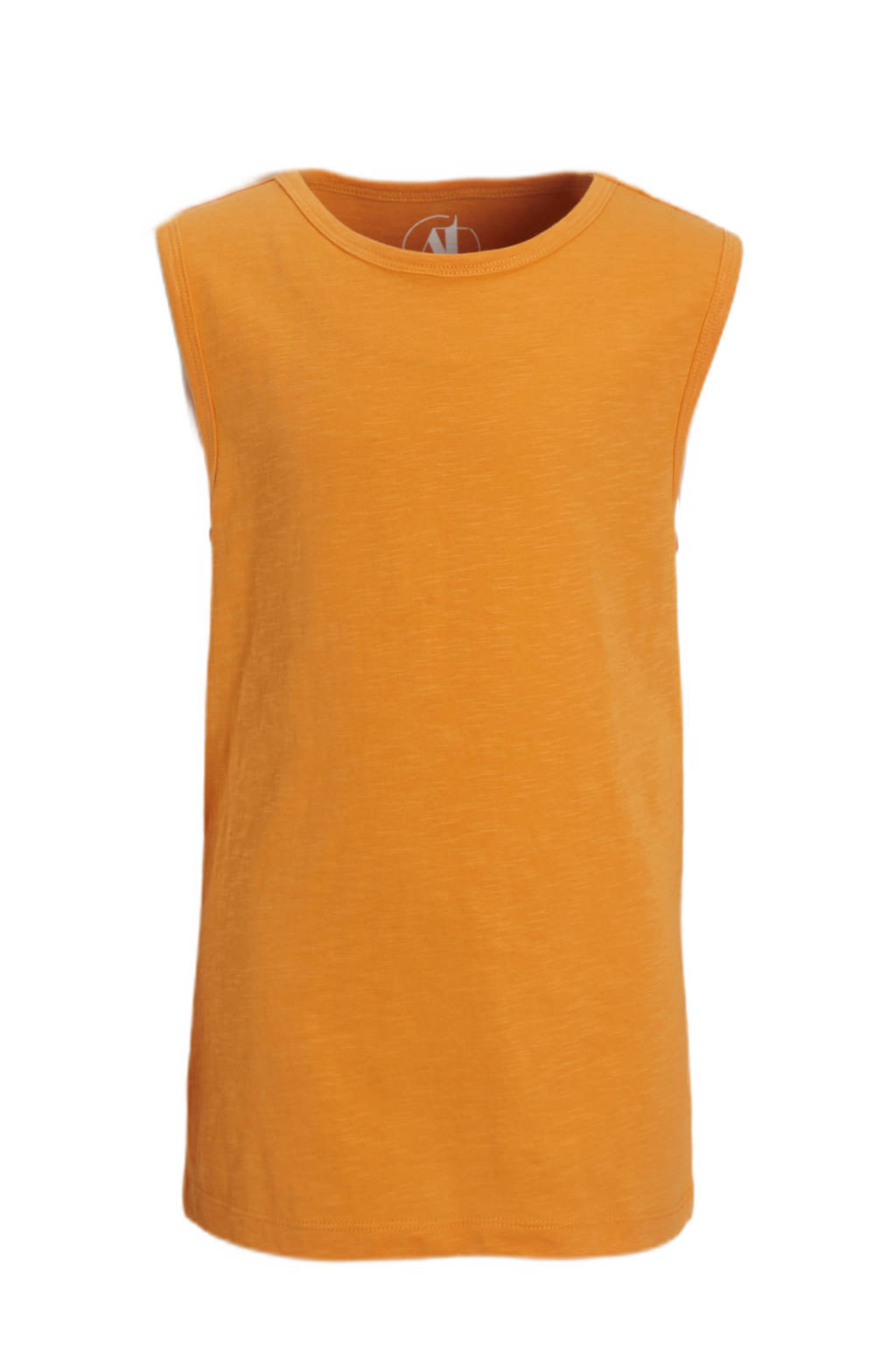 anytime singlet met printopdruk op de achterkant oranje