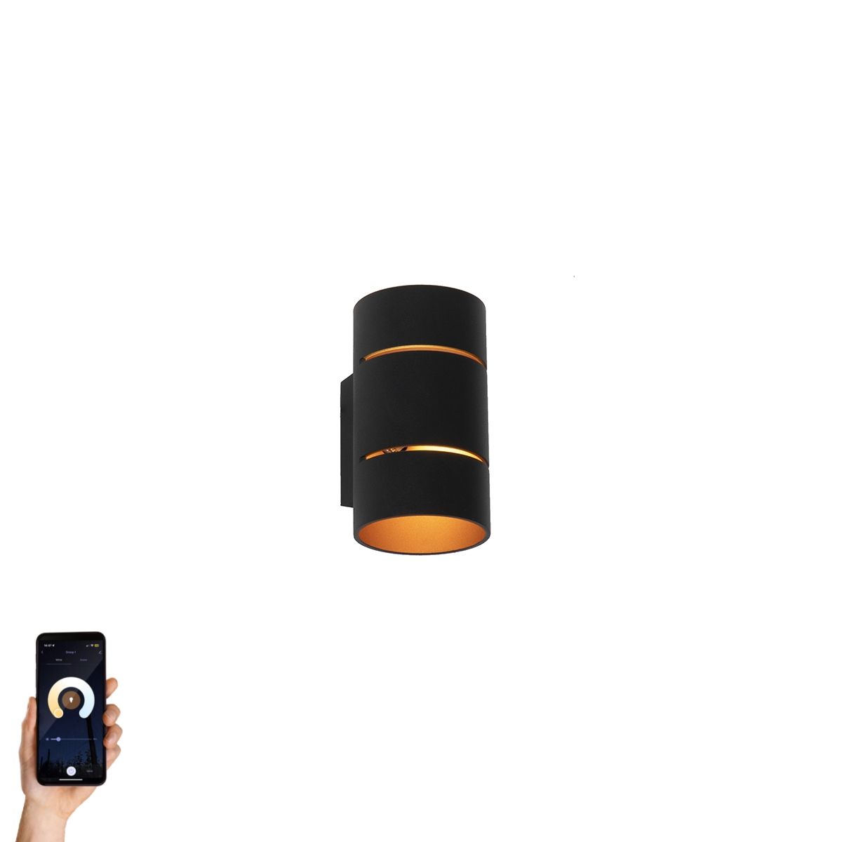 Smart wandlamp zwart met gouden binnenkant incl. Wifi G9 - Ria