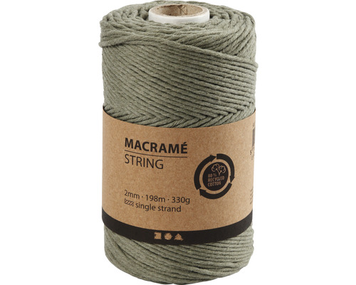 Macramé garen 2 mm, groen, enkele draad