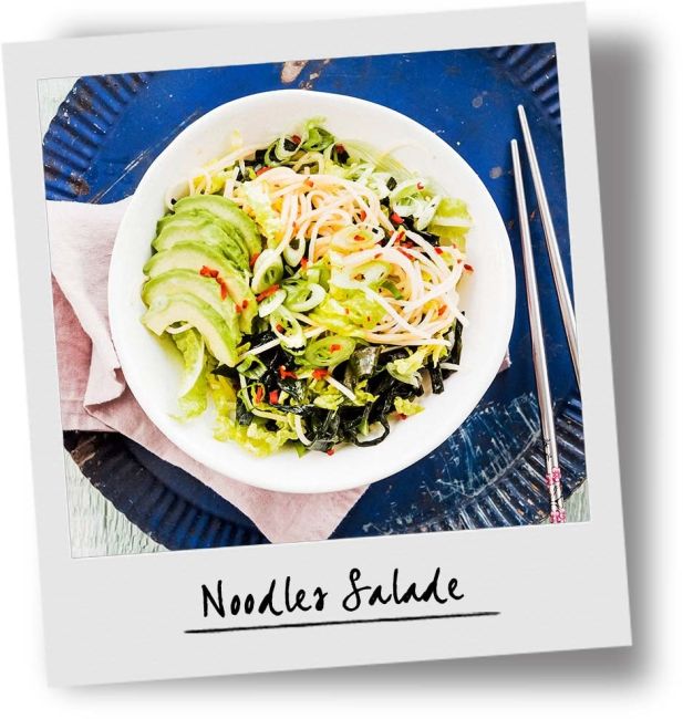 Noedelsalade met zeewier