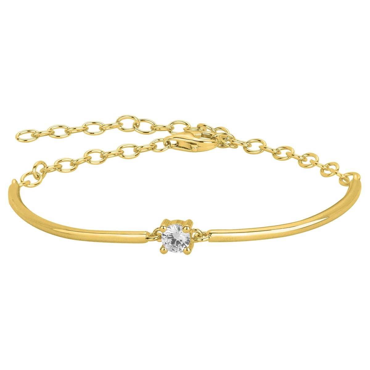 Bracelet semi-rigide en Plaqué Or avec oxyde de zirconium blanc