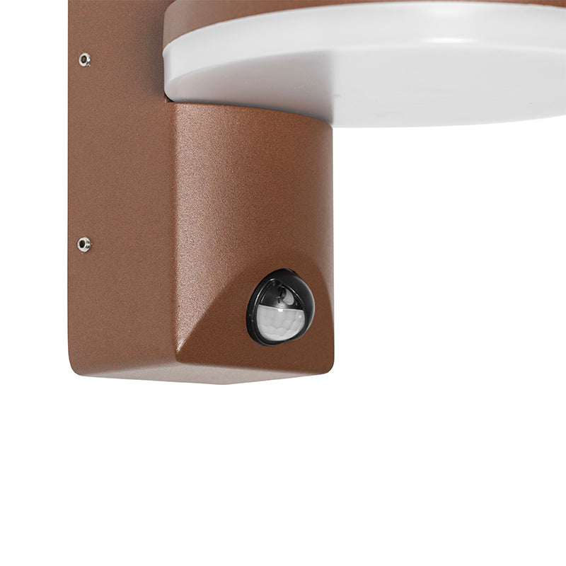 QAZQA Buiten wandlamp roestbruin incl. LED IP54 bewegingssensor -