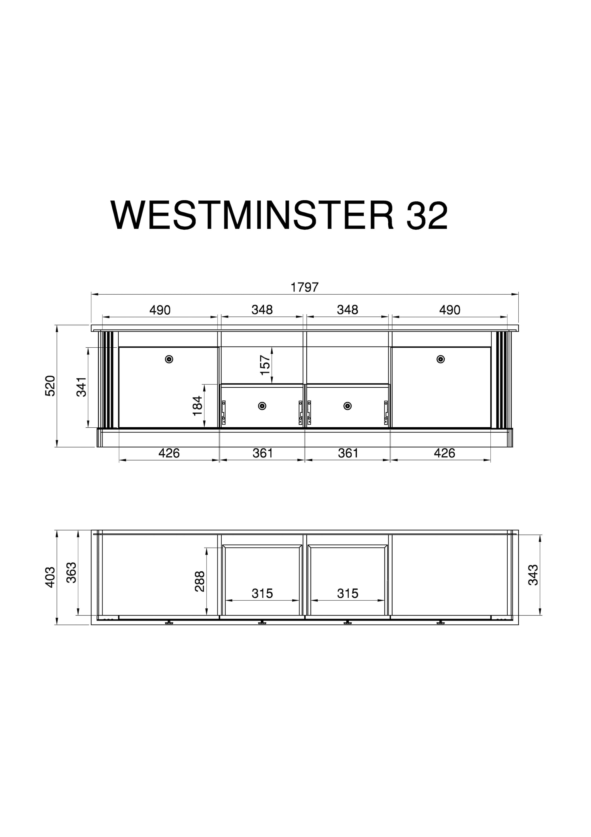 Home affaire Wohnwand »Westminster TOPSELLER!« Set, Vitrine, Lowboard, Wandregal, 3 Stk. tlg.