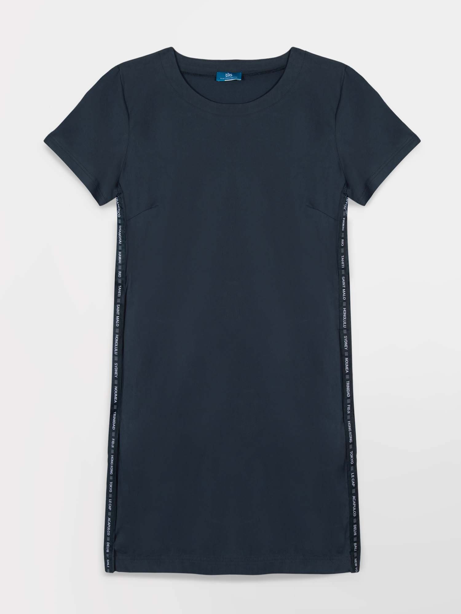 Robe Femme Coupe Droite Matière Stretch Marine