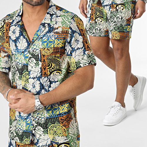 Ensemble Chemise Manches Courtes Et Short Jogging Beige Multi