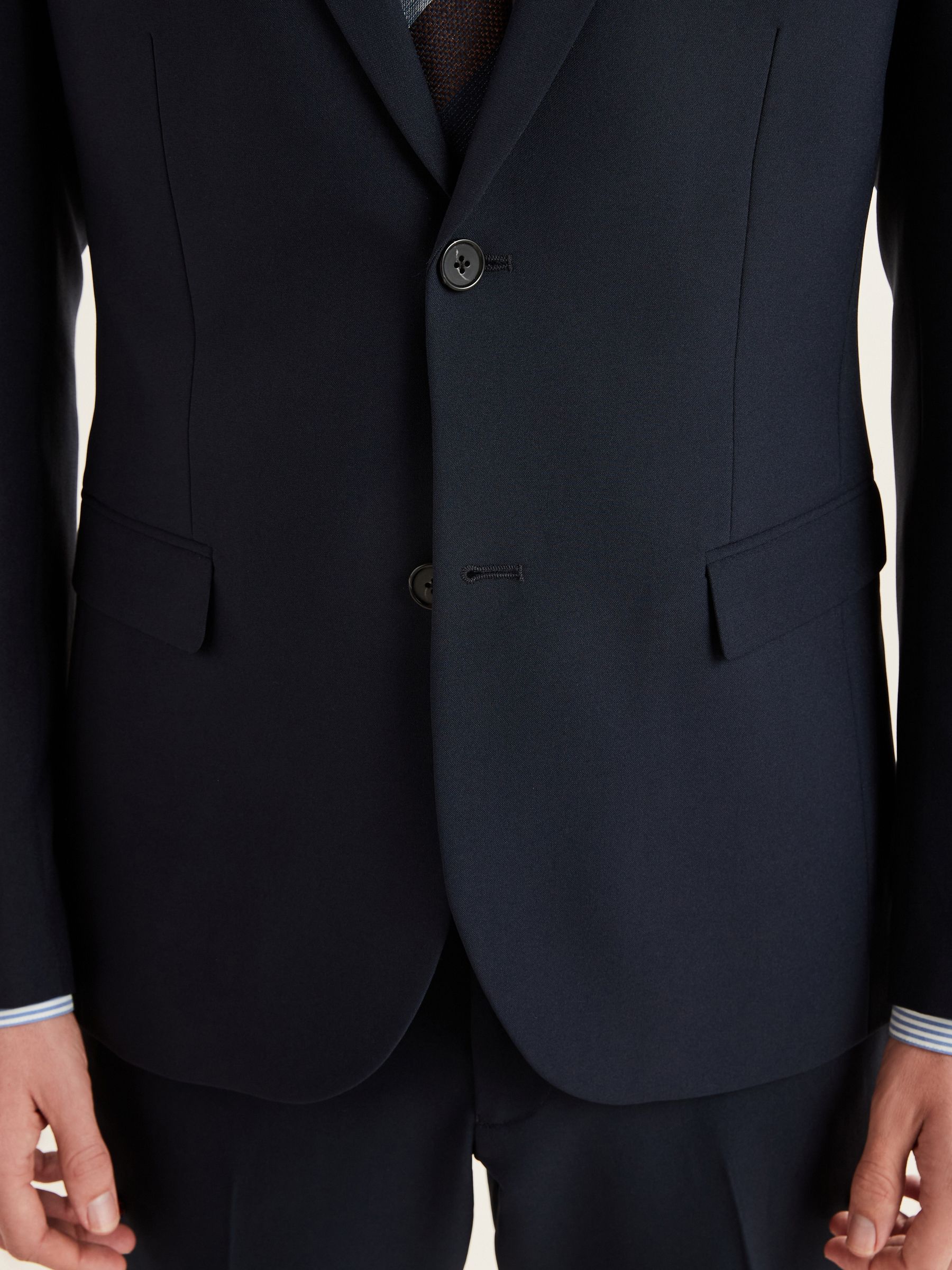 Donkerblauw - Normale Pasvorm - Must-have kostuum: colbert