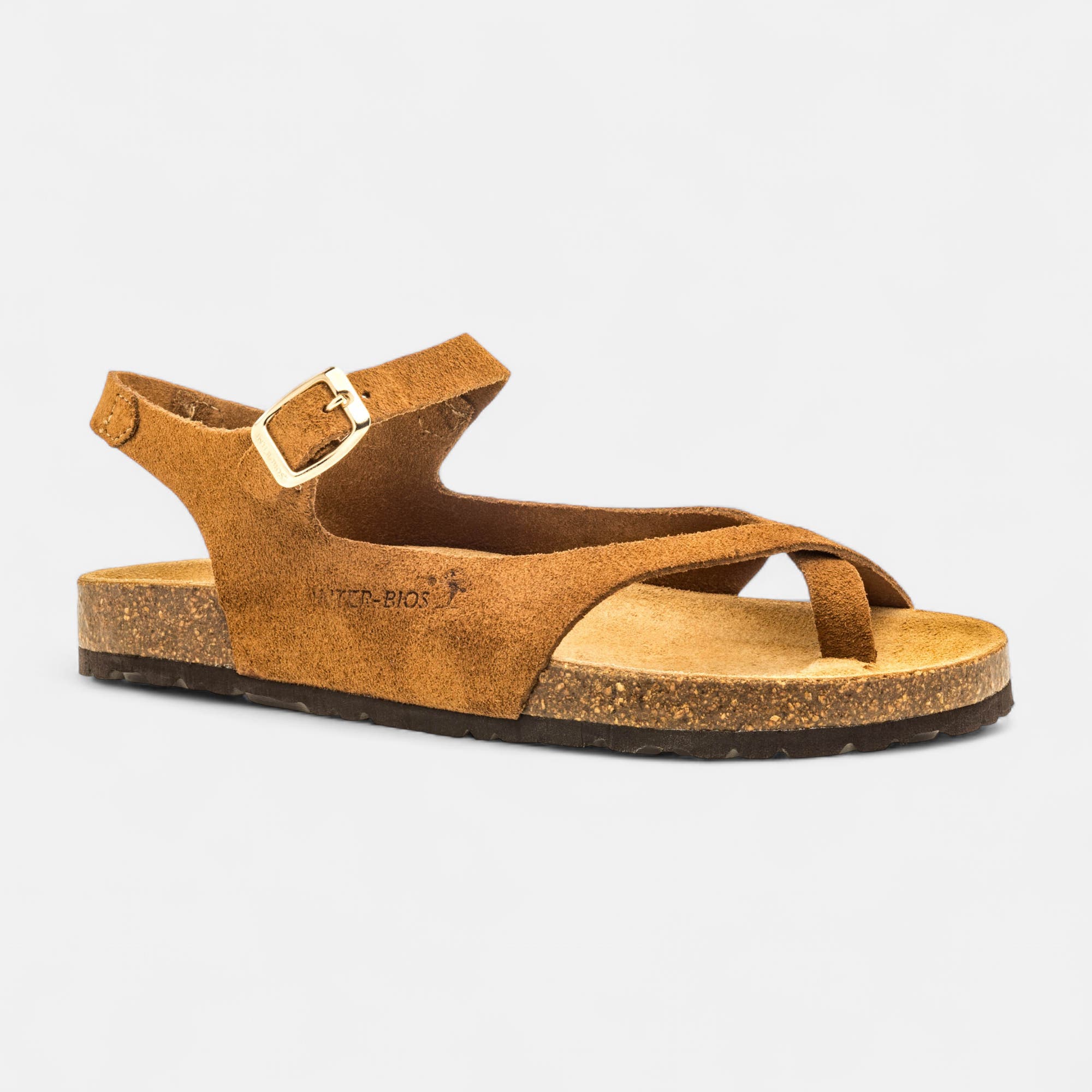 Mules semelle liège Femme en cuir camel