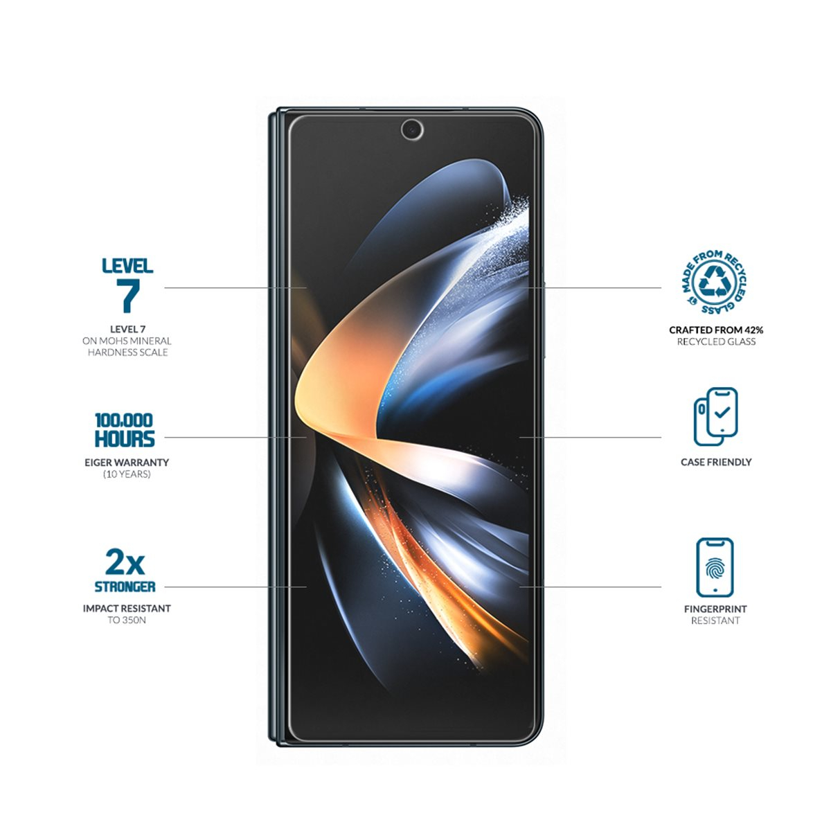 Samsung Galaxy Z Fold6 Mountain Glass Clear Panzerglas 2.5D Displayschutz Case Friendly (EGSP00973)