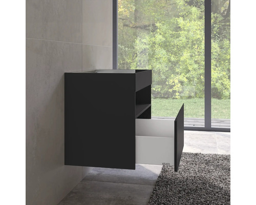 KEUCO Stageline wastafelmeubel met LED-verlichting, BxHxD 80 x 62,5 cm x 49 cm, frontkleur vulkanisch mat, 32862970100