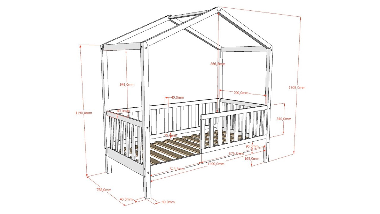 Huisbed Peuter Dallas naturel