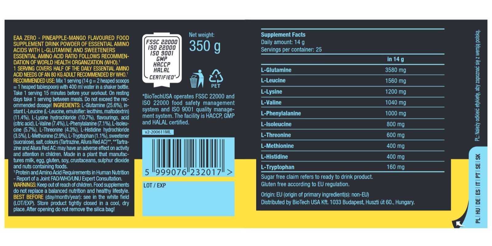Biotech USA EAA Zero 350 g