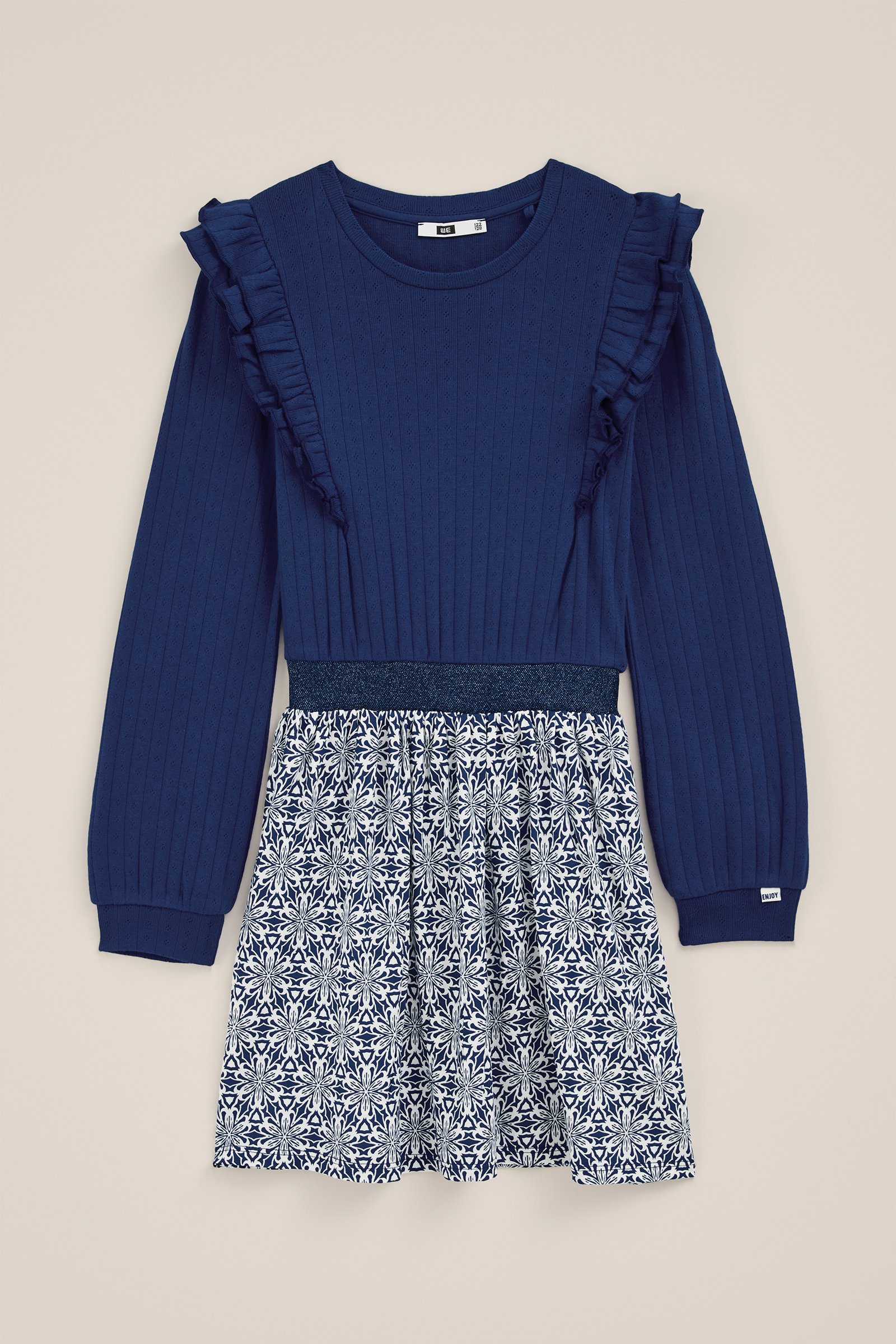 Meisjes jurk met dessin WE Fashion Donkerblauw