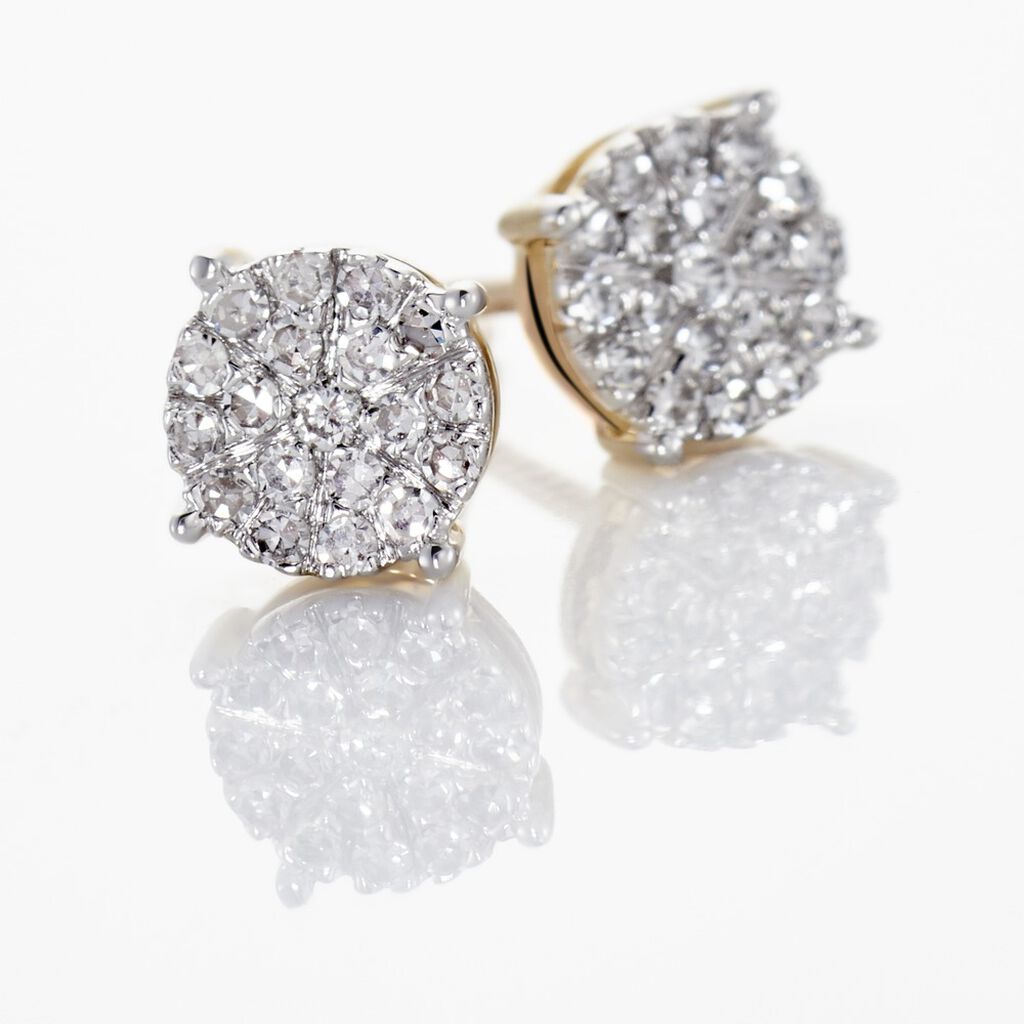 Boucles D'oreilles Puces Or Jaune Trecia Diamants
